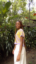 Cargar imagen en el visor de la galería, Blusa Palmas - lila y amarillo